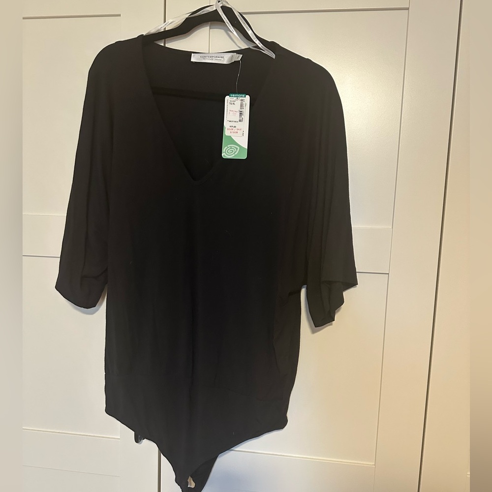 Simons Black V-Neck Bodysuit